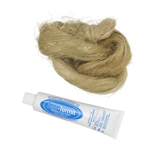Fermit - Dichtungsset Neo 90 g Tube und 50 g Mazzoni-Flachs Zopf