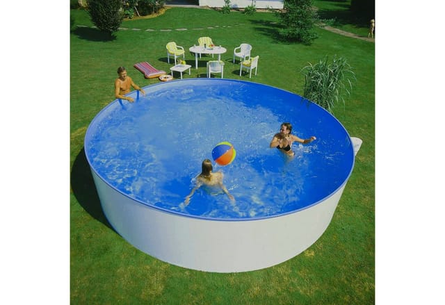 Planet Pool - Stahlwandpool rund 360x84 cm, Stahl 0,3 mm weiß, Folie 0,2 mm blau, overlap