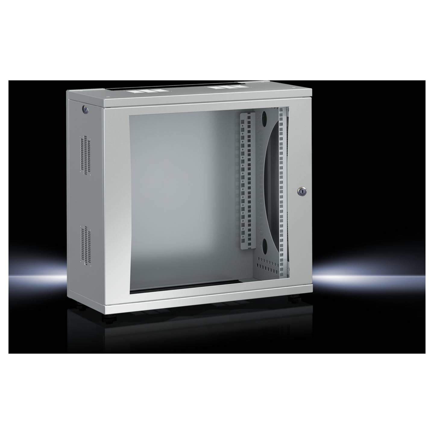 [gebraucht] B-ware Rittal 19" Flatbox 600x400mm 12he Wandgehäuse Ip20 Lichtgrau 60kg Max. Belast...