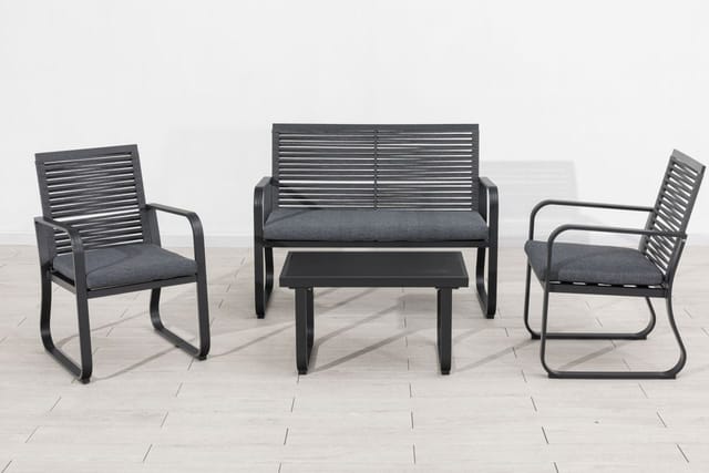 Trendline - Lounge Set Bari Sitzgruppe Garten Möbel Alu Anthrazit Stuhl Tisch