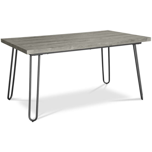 Privatefloor - 150x90 Esstisch Hairpin - Holz und Metall Grau - mdf, Metall - Grau