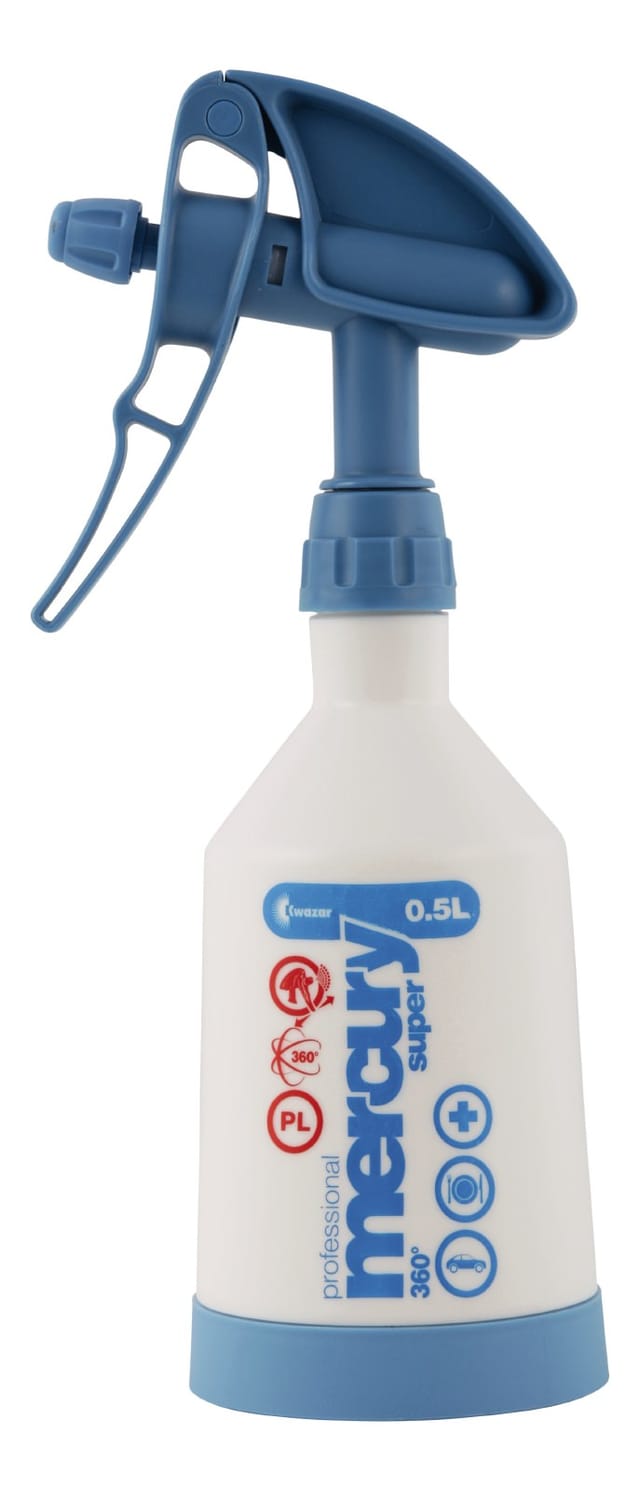 Kwazar WTM.0030 Mercury Super PRO 360 ° - Flasche de Spray de 0,5 L, blanco / blau