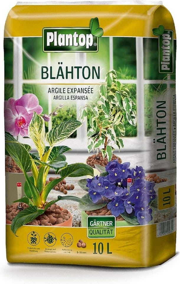 PLANTOP Blähton Drainageschicht Hydrokultur Ton-Basis, 10 Ltr