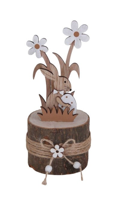 Deko Osterhase auf Stamm Holz 18 x 7,5 x 7 cm braun Figur - Trendline