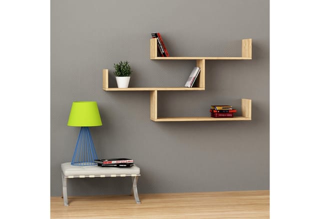 Tibet Wandregal Modernes Bücherregal Eiche b 119cm Breit - Oak - Decortie