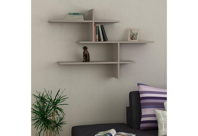 Decortie Leo Modernes schwebendes Regal Mokkagrau 80,5 cm hoch