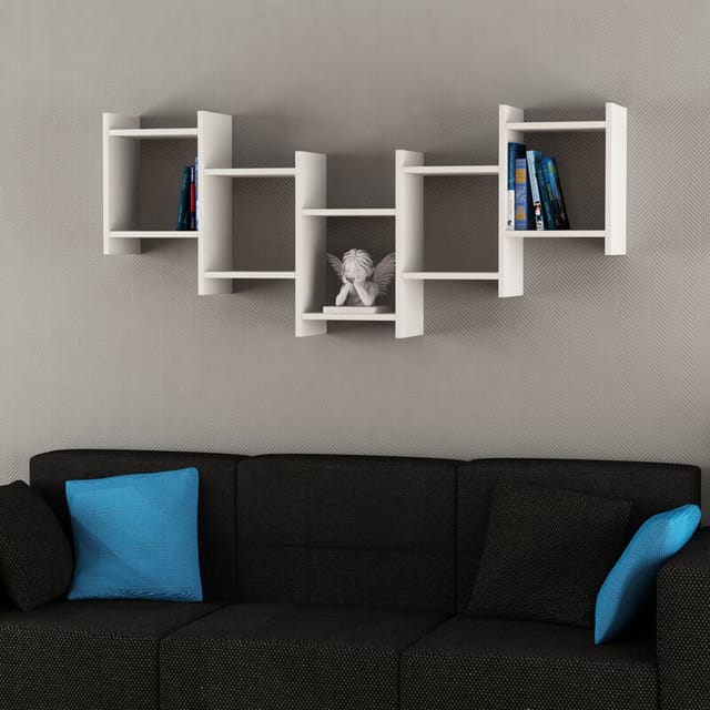 Decortie - Bat Modernes schwebendes Regal Weiß, 64 cm groß - White
