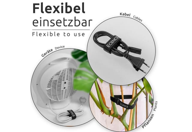 Ecence - 12er Set Klett-Kabelbinder 2cm x 30cm wiederverwendbar Klettband Klettverschluss