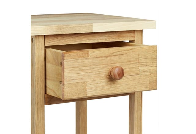 Telefontisch Walnuss, hbt: ca. 60 x 25 x 25 cm, Holz-Beistelltisch mit Schublade, kleiner Pflanzentisch, natur - Relaxdays