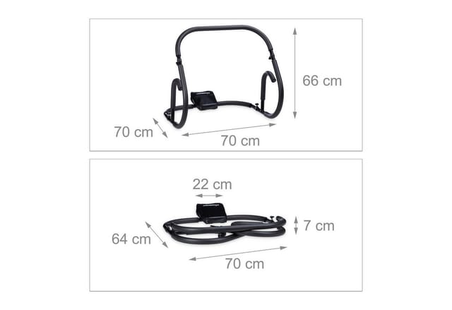 Bauchtrainer ab Roller, Bauchmuskeltrainer, faltbar, HxBxT: 66 x 70 x 70 cm, Sixpack Fitness Trainer, schwarz - Relaxdays