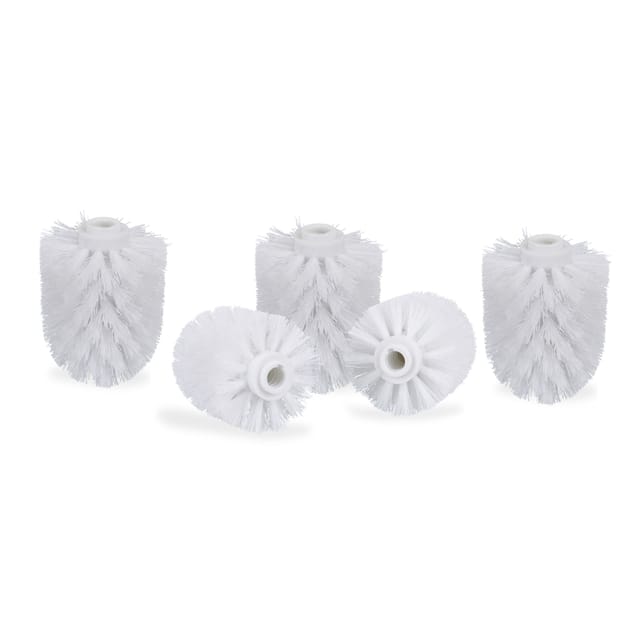 Relaxdays - wc Bürstenkopf im 5er Set, lose Toilettenbürsten mit Gewinde 12 mm, Ersatzbürstenkopf Durchmesser 8 cm, weiß