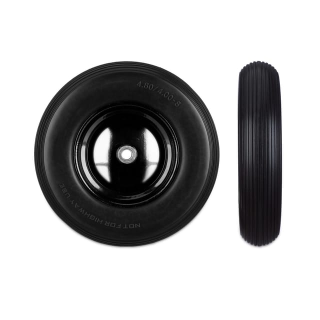 Relaxdays - Schubkarrenrad 4.80 4.00-8, Vollgummireifen u. Stahlfelge, Ersatzrad pannensicher, 100kg Traglast, schwarz