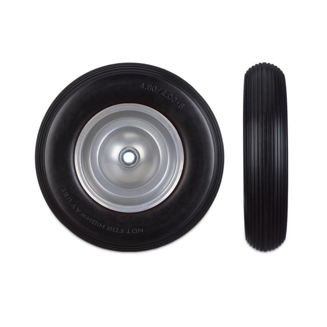 Relaxdays - Schubkarrenrad 4.80 4.00-8, Vollgummireifen, Stahlfelge, Ersatzrad pannensicher, 100kg Traglast, schwarz-grau