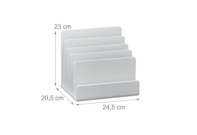 Relaxdays - Dokumentenhalter Bambus, Briefablage, 5 Fächer Ordnungssystem, Schreibtisch Organizer hbt 23x24,5x20,5cm, weiß
