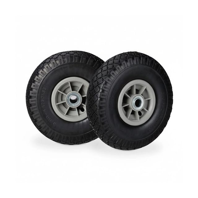 Relaxdays - 2x Sackkarrenrad, pannensichere Vollgummireifen, 3.00-4 Zoll, 20mm Achse, bis 80 kg, 260 x 85 mm, schwarz-grau