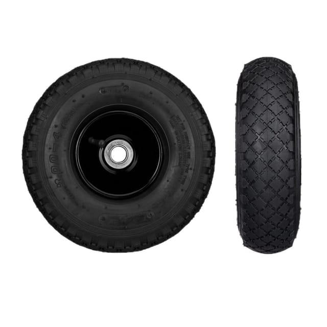 Relaxdays - Sackkarrenrad 3.00-4, 2er Set, luftbereift, bis 100 kg, 260 x 85 mm, Ersatzrad Sackkarre, Stahlfelge, schwarz