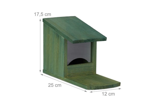 Eichhörnchen Futterhaus, Futterkasten f. Eichhörnchen, zum Aufstellen, Holz, hbt 17,5 x 12 x 25 cm, dunkelgrün - Relaxdays
