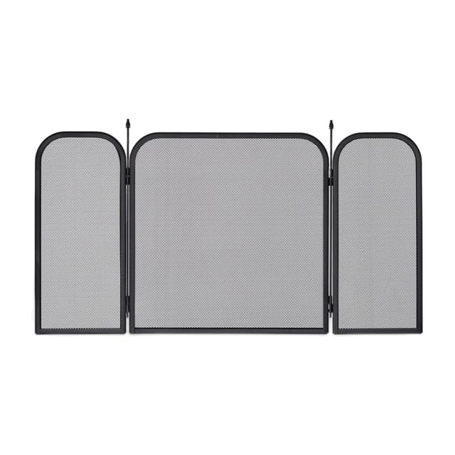 Relaxdays - Funkenschutzgitter Stahl, dreiteiliges Gitter gegen Funkenflug, Kamin Funkenschutz, HxB 52,5 x 97 cm, schwarz