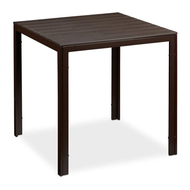Gartentisch quadratisch, Holzoptik, Esstisch Garten, Balkon, Terrasse, 74,5x77,5x77,5cm, Balkontisch, braun - Relaxdays