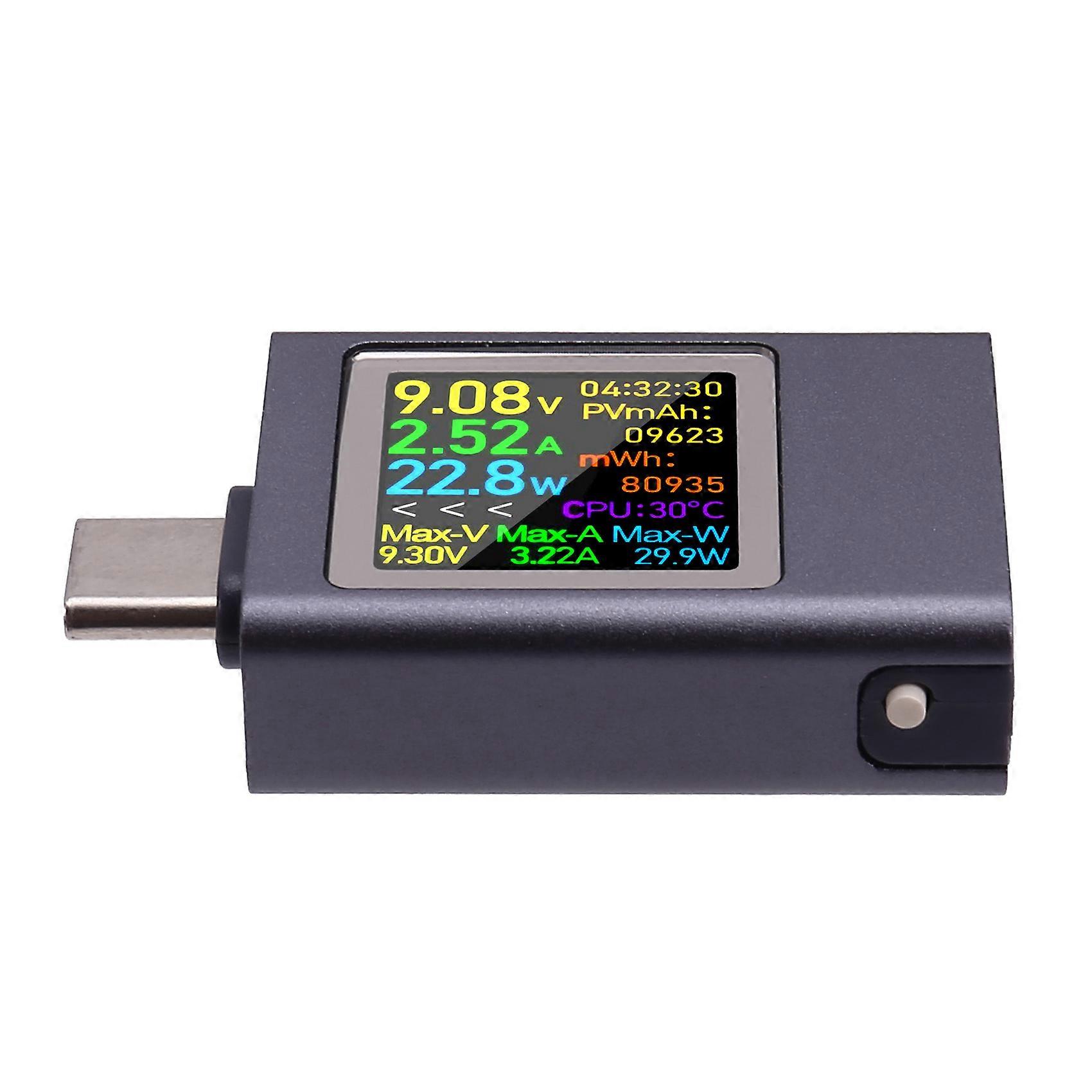Usb-c-handyladetester, Pd3.1 Multifunktions-digitalvoltmeter/amperemeter, 4,5–50 V Dc, 0–12 A