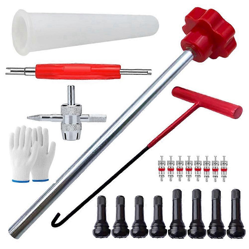 Metall-reifenreparaturset (23-teilig): Ventilauszieher, Werkzeug Zum Entfernen Und Montieren Von Autoreifen (b).