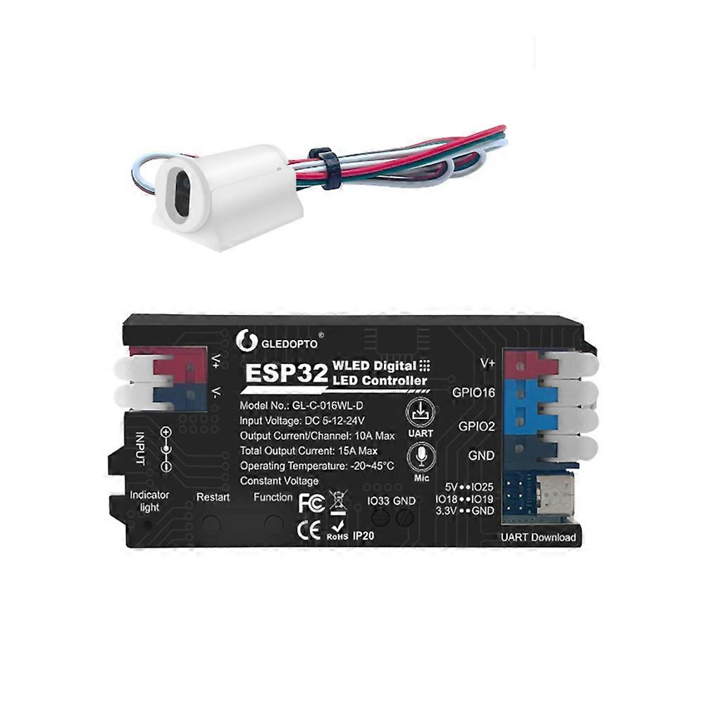 Gledopto Esp32 Wled Led-controller Mit Integriertem Mikrofon, Diy-pin, Dynamischem Lichtsensor Und Infrarotschalter Ws2811 Ws2813 Ws2815