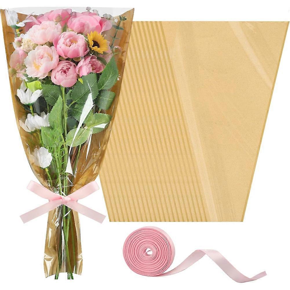 Set Mit 30 Verpackungsbeuteln Für Blumensträuße, Mit Schleife, Für Valentinstag, Muttertag, Geburtstag Oder Hochzeit.