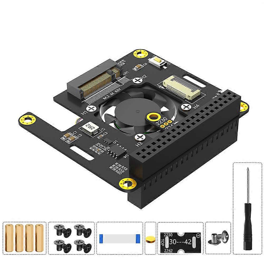 M.2 Nvme Zu Pcie Adapter Für Raspberry Pi 5, Kompatibel Mit M.2 2230 Und 2242 Nvme Ssds (m Key), Mit Kühlsystem Und Automatischer Farbwechselnder Led.