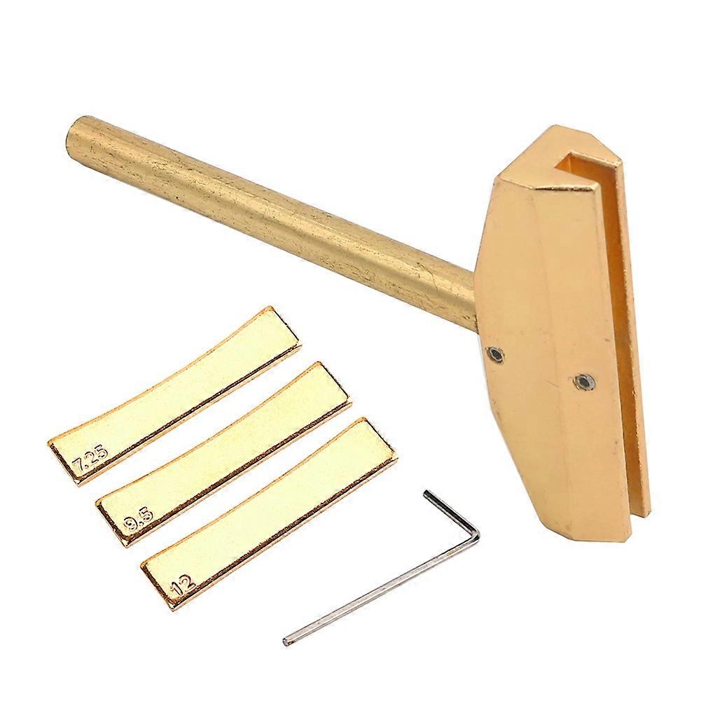 Werkzeug Zum Einstellen Und Anpassen Der Bünde Von Gitarre Und Bass, Mit Radialen Messingeinsätzen, Vergoldet.