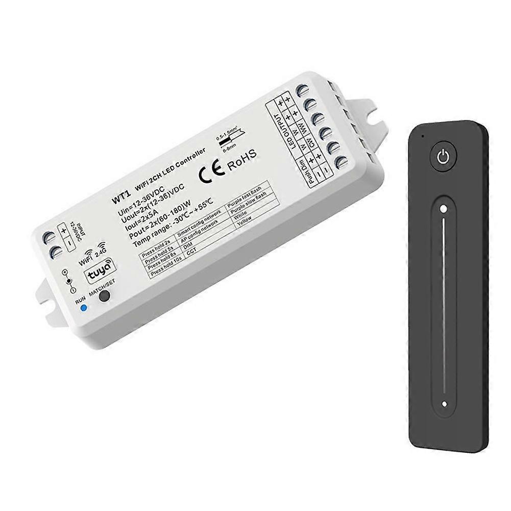 Tuya 12-36v 2-kanal-led-dimmer Mit 2,4-ghz-rf-funkfernbedienung Für Monochrome Led-streifen