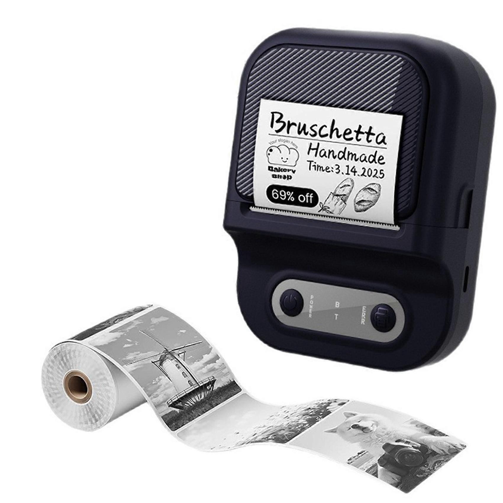 Mini-tragbarer, Kabelloser Thermodrucker Mit Klebefunktion, Ideal Für Lagerhallen (schwarz).