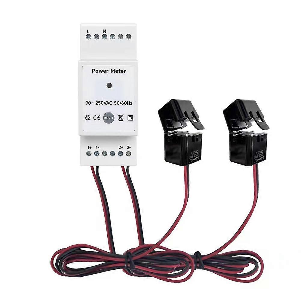 Tuya Smart Life 2-kanal Bidirektionaler Wifi-energiezähler, Din-schienenmontage, Mit Anwendung Zur Überwachung Von Energieexport Und -import.
