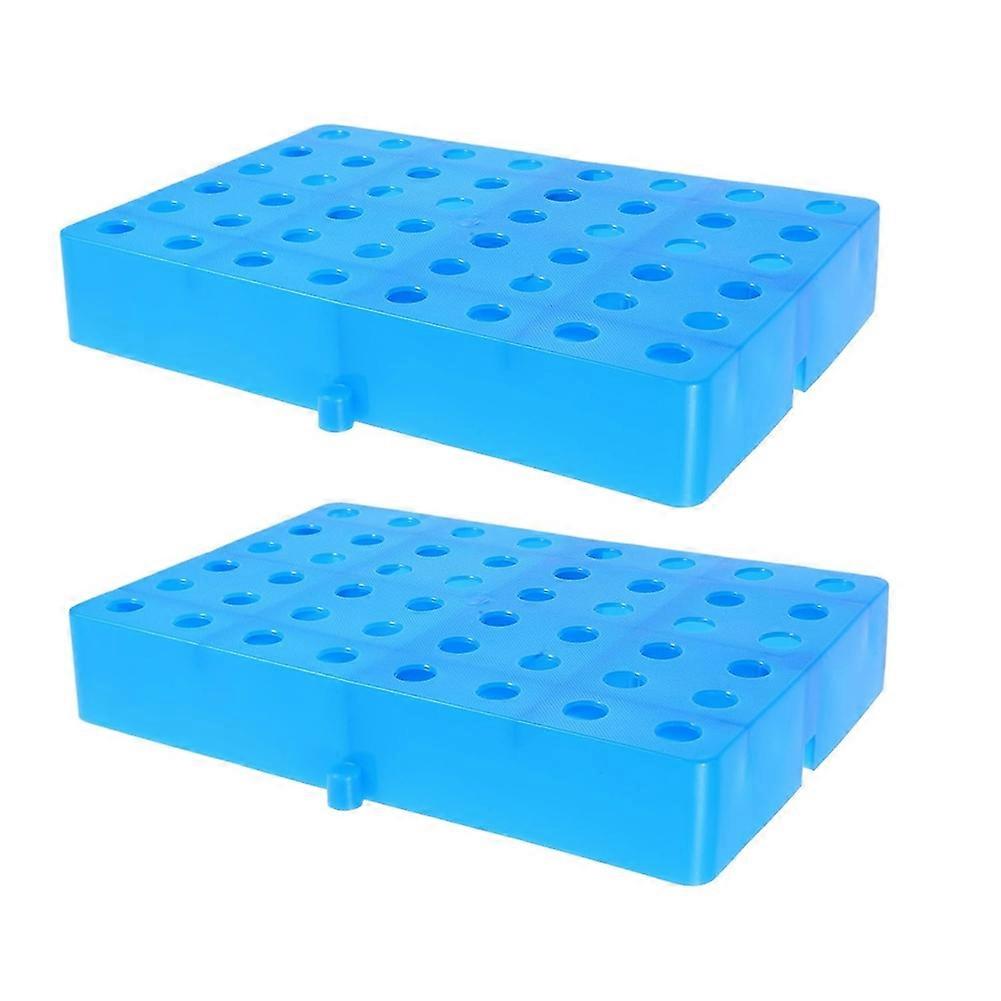 Set Aus 2 Kunststoff-bodenpaletten Zur Lagerung, Mit Blauem Gitter Und Belüftung, Robuste Industrieplattform.