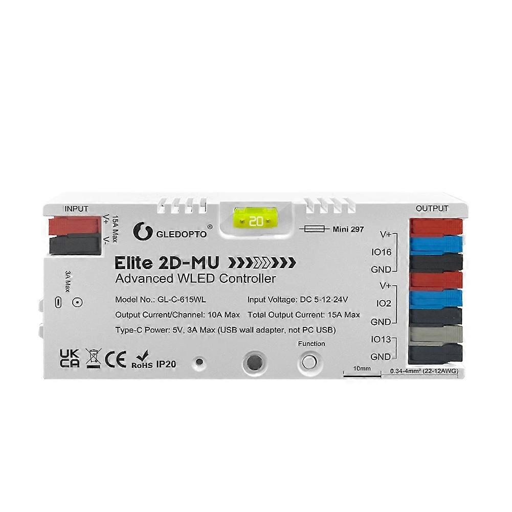 Gledopto Elite Wled-controller Mit Geräuschempfindlichem Dynamischem Mikrofon Und 20-a-sicherung, Kompatibel Mit Den Digitalen Integrierten Schaltkreisen Ws2811, Ws2812, Sk6812, Tm1814 Und Ws2813.