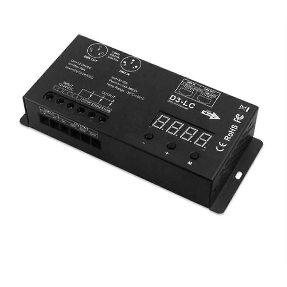 Leistungsstarker 3-kanal-dmx512-led-controller, 12 A/kanal, Dmx512-decoder/dimmer, 12–24 V Dc-treiber, Maximale Leistung 864 W Für Rgb-led-streifen Oder -lampen