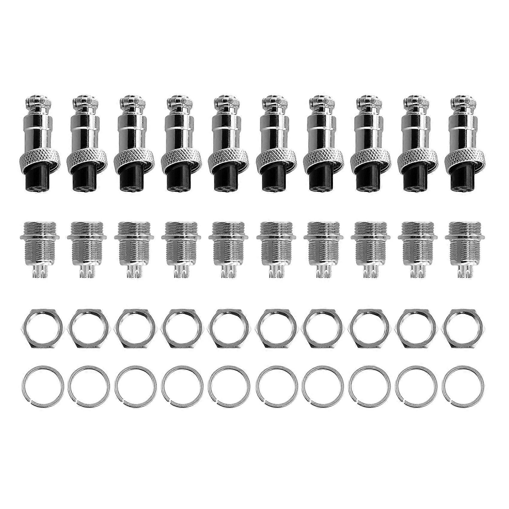 Packung Mit 10 M12 4-poligen 12-mm-luftfahrtsteckverbindern, Männlich Und Weiblich, Runde Form, Für Elektrische Kabelverteiler.