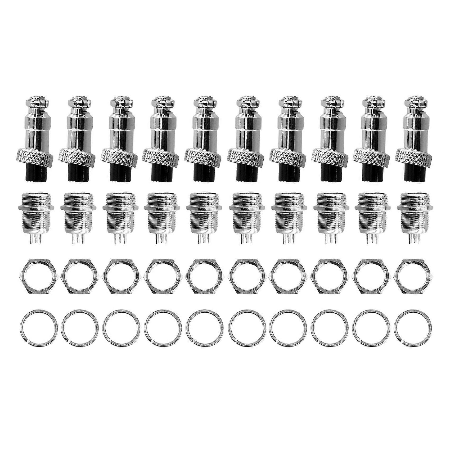 Packung Mit 10 M12 3-poligen 12-mm-luftfahrtsteckverbindern, Stecker Und Buchse, Für Elektrische Kabelverteiler.