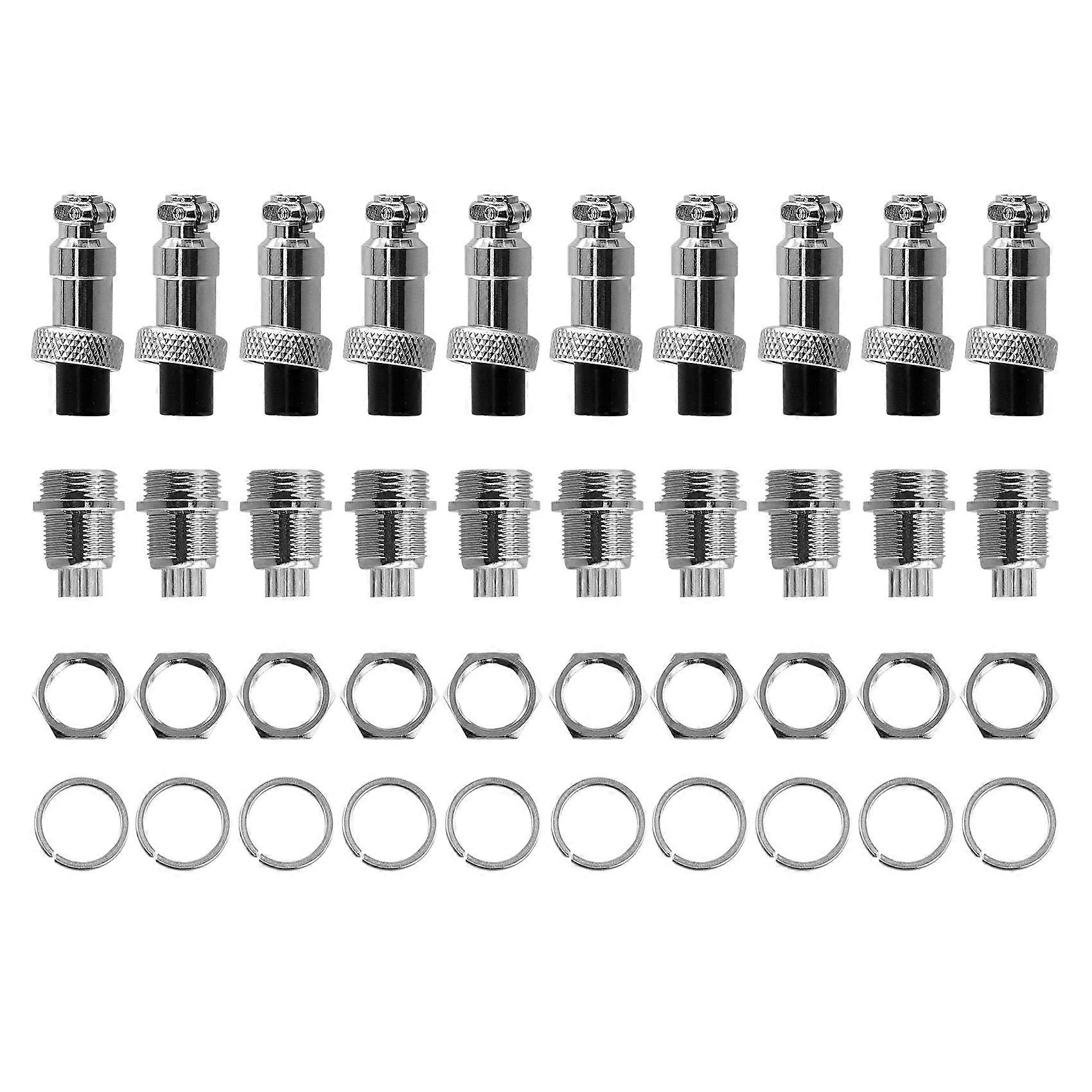 Packung Mit 10 M12 7-poligen 12-mm-luftfahrtsteckverbindern, Männlich Und Weiblich, Runde Form, Für Elektrische Kabelverteiler.