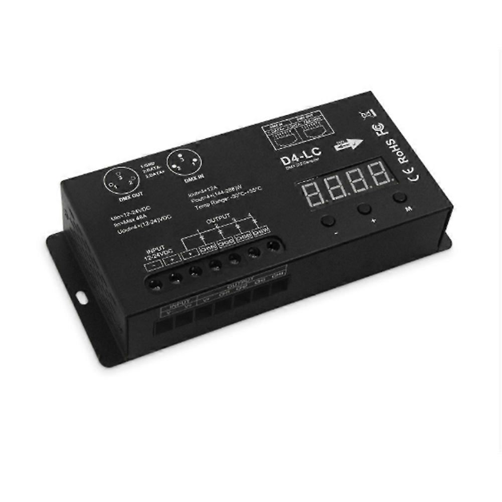 Leistungsstarker 4-kanal-dmx512-led-controller, 12 A/kanal, Dmx512-decoder/dimmer, Dc12–24 V-treiber, Maximale Leistung 1152 W Für Rgbw-led-streifen Oder -lampen