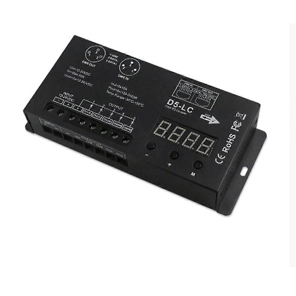 Hochleistungsfähiger 5-kanal-dmx512-led-controller 10 A/kanal, Dmx512-decoder/dimmer, Dc 12-24 V Treiber, Maximale Leistung 1200 W Für Rgbcw-led-streifen Und Beleuchtung.