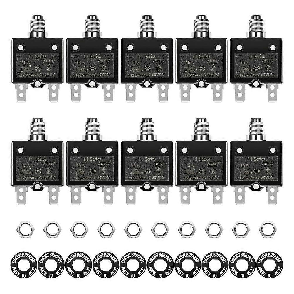 15-a-drucktaster-leistungsschalter, 125/250 V Ac / 50 V Dc, Thermische Schutzschaltung, Serie L1 Mit Manuellem Rückstellknopf L1-15a