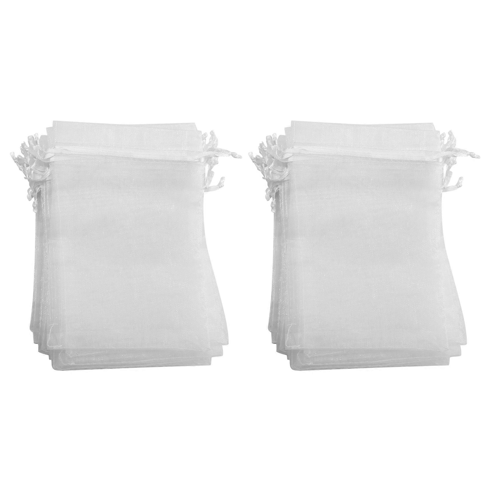 50 Organza-geschenktüten, 10 X 15 Cm, Mit Kordelzugverschluss, Schmuckbeutel, Geschenktüten Für Hochzeiten Und Partys (weiß)