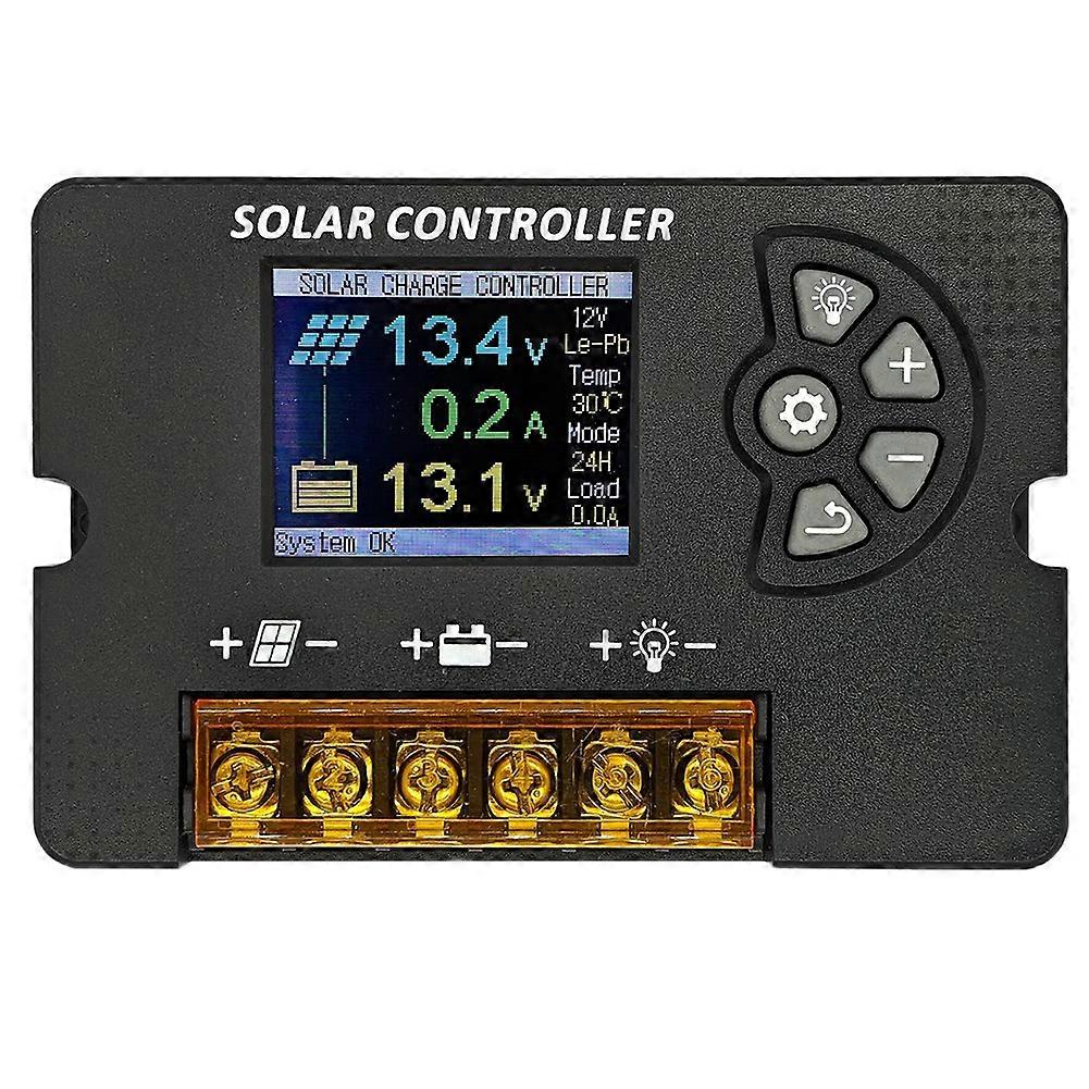 12v/24v 30a Pwm-solarladeregler Mit Farb-lcd-bildschirm, Einstellbarer Spannung Und Kompatibilität Mit Mehreren Batterien.