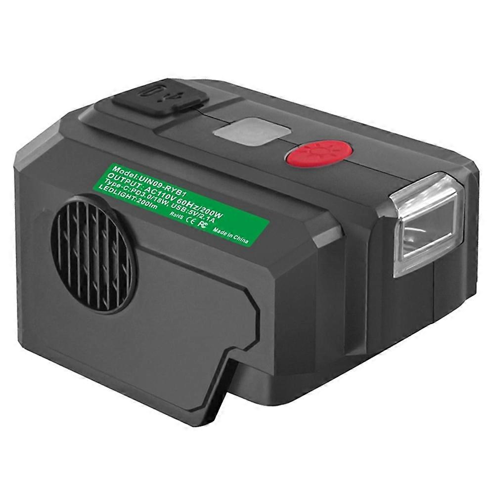 Ryobi 40v, 200w, Dc 18v Zu Ac 110v Batterie-stromwandler, Mit Usb-anschluss Und Usb Typ-c Pd3.0 Ausgang, Led-beleuchtung, Us-stecker.