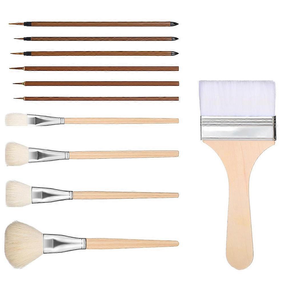 Set Mit 11 Keramikpinseln Zum Glasieren, Holzpinseln Zum Glasieren Von Acrylkeramik, Künstlerpinselset Für Maler