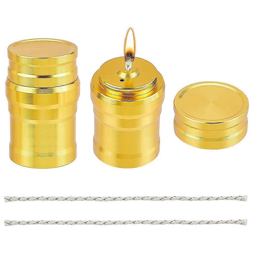 Set Aus 2 Tragbaren Mini-spirituskochern Aus Metall Mit Baumwollschnur, Für Zuhause, Camping Und Outdoor-aktivitäten.