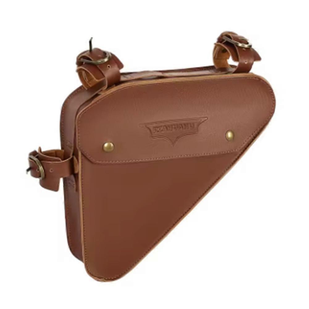 Rzahuahu Braune Dreieckige Fahrradtasche, Große Rahmentasche Für Vorne Mit Werkzeugset Und Rahmentasche Für Vorne.