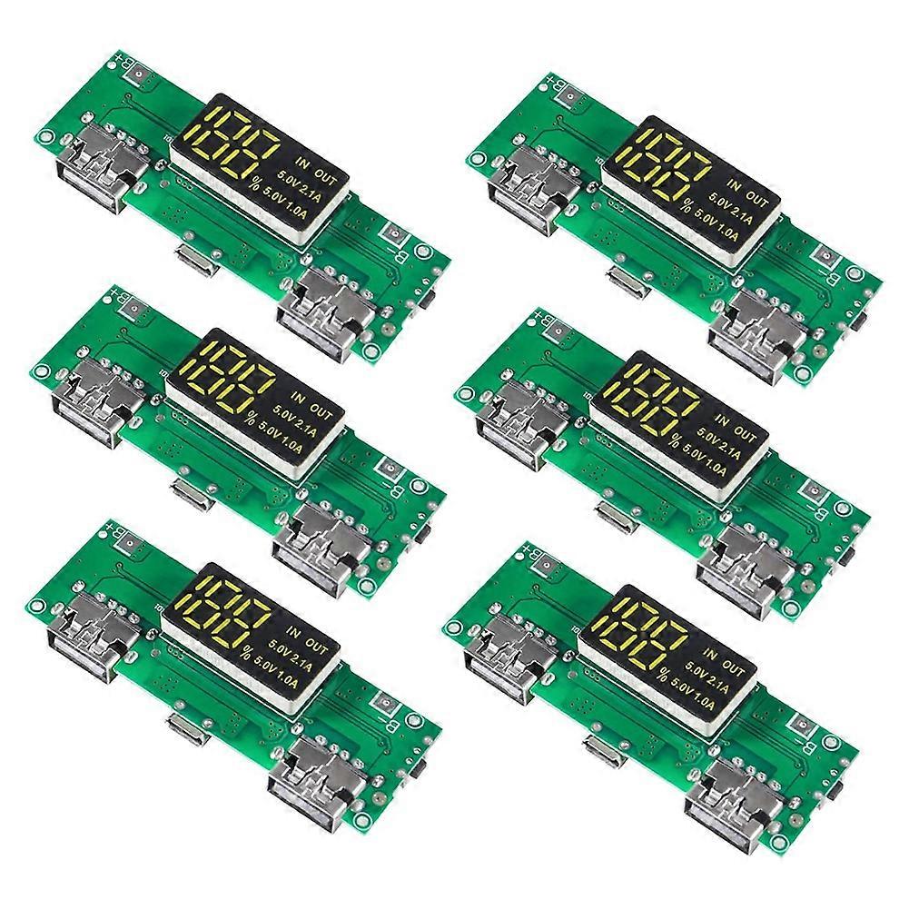 6-teiliges 18650-ladeboard, Duales Usb 5v 2a 1a Externes Batteriemodul Für Lithiumbatterien