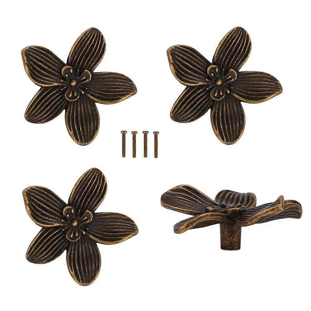 Schubladengriffe Mit Blumenmuster, Blütenblattförmige Möbelknöpfe, Kommodengriffe, Schubladengriffe, Schranktürgriffe, Bronze