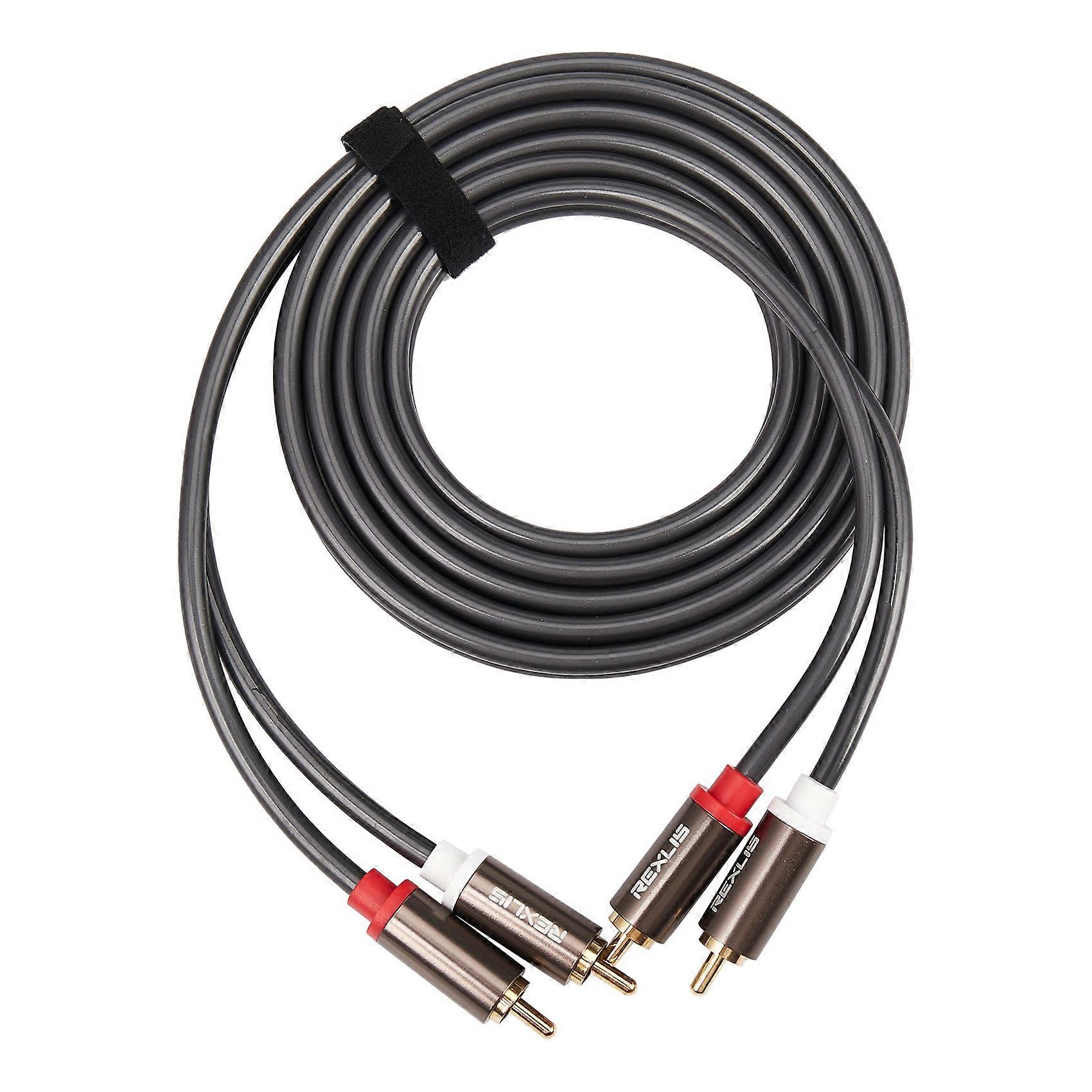 Rexlis 2 Rca Hifi-audiokabel (stecker Auf Stecker) Für Av-lautsprecher, Kompatibel Mit Fernseher, Dvd-player, Verstärker, Subwoofer Und Soundbar, 1,8 M